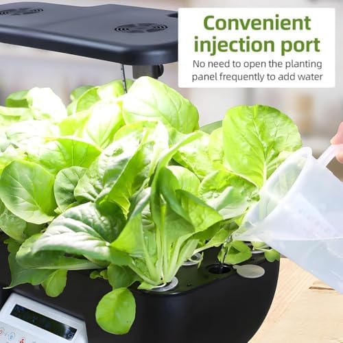 Indoor Hydroponics Growing - 17-Hole Plant Germination Kit with Pump Removable Water Tank LED Grow Light and LCD Touch Panel for Home Kitchen Gardening