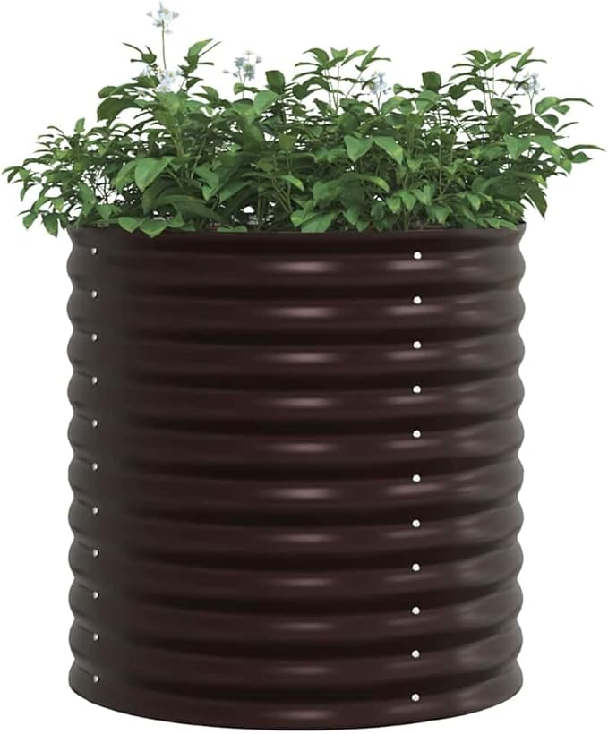 Metal Steel Garden Raised Bed for Gardening Metal Planter Box for Vegetables Fruits Flowers Easy Assembly 31.5x31.5x31.9 Brown-872