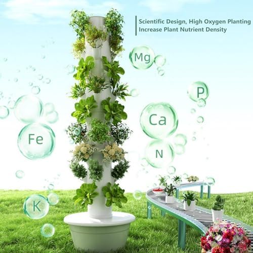 Vertical Aeroponic Tower for Indoor Herb Gardening - LED Grow Light Pump &amp Movable Water Tank Included - Efficient Hydroponic System for Fresh Herbs