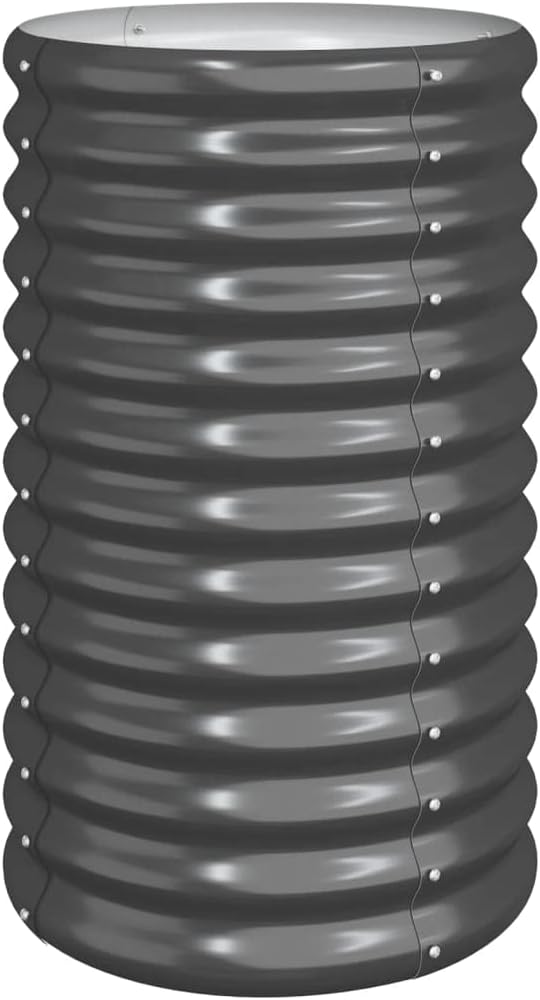 Round Garden Planter Powder-Coated Steel Round Raised Garden Bed for VegetablesOutdoor Garden Raised Planter Box Backyard Patio Planter Raised Beds 15.7x15.7x26.8 Anthracite -477