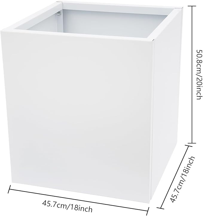 Metal Planter Box Indoor &amp Outdoor Planter Box Metal Garden Planter for Plants and Flowers Fits for Outside Indoor Garden (White)