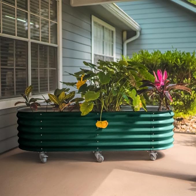Vego garden 2 x 6 ft Self Watering Rolling Garden Bed-British Green