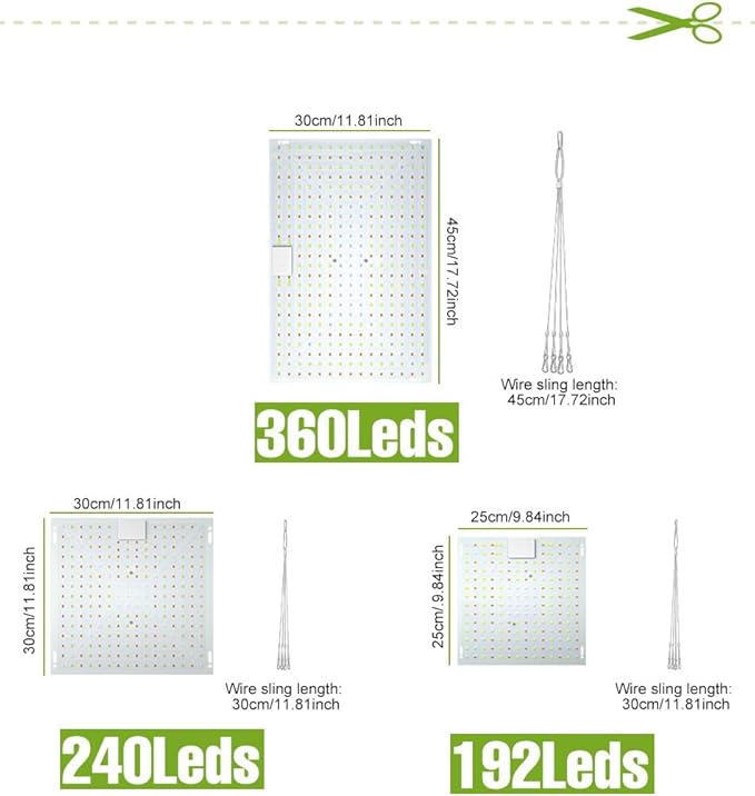 2PCS 400W Full Spectrum LED Plant Panel Lamps 100-277V Greenhouse Tent Hydroponic Fill Light UV/IR Indoor Sunlight Seedings Cultivation Lights 110V Sunlike Sapling Vege Fruit Flower Moss Succulent