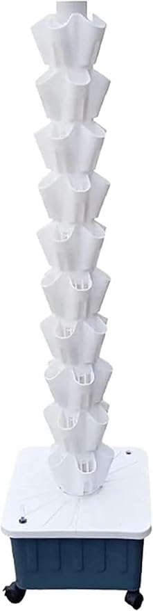 Hydroponics Tower Hydroponic Growing System Aeroponics Grow Kit Aquaponics Planting System forFruits and Vegetables with Hydrating Pump Adapter Seeding BedNet Pots/1pc