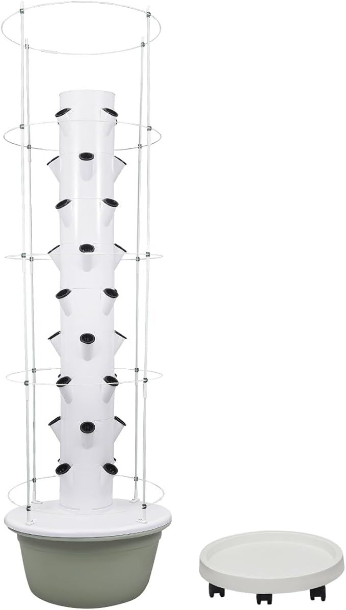 Hydroponic Growing System Kit Vertical Hydroponic Tower with Climbing Trellis 9 Tiers 36 Holes Herb Vegetable Indoor Gardening System for TomatoesStrawberries