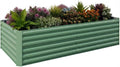CABIHOME 2Pcs-Steel Raised Garden Bed 71 W Metal Deep Root Planter Box for Vegetables Flowers HerbsLarge Oval Garden Planting BedEasy Assembly Green