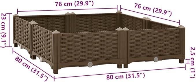 SKM Raised Bed 80x80x23 cm Polypropylene (Weight-12KG)