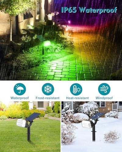 Solar Spot Lights Outdoor Waterproof IP65[49 LEDs/8 Pack] RGB Halloween 7 Modes Christmas Color Changing Solar Spotlights Adjustable Multicolor Landscape Flood Lights for Yard Garden Pathway