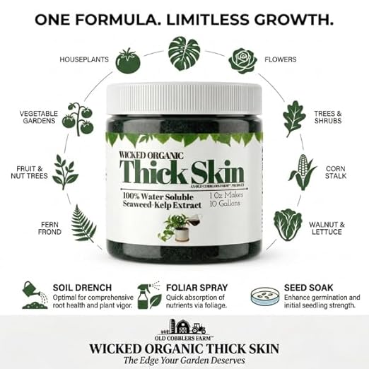 Old Cobblers Farm Wicked Organic Thick Skin – Seaweed Extract Powder Plant Growth Booster (1oz | 2oz) (1 oz)