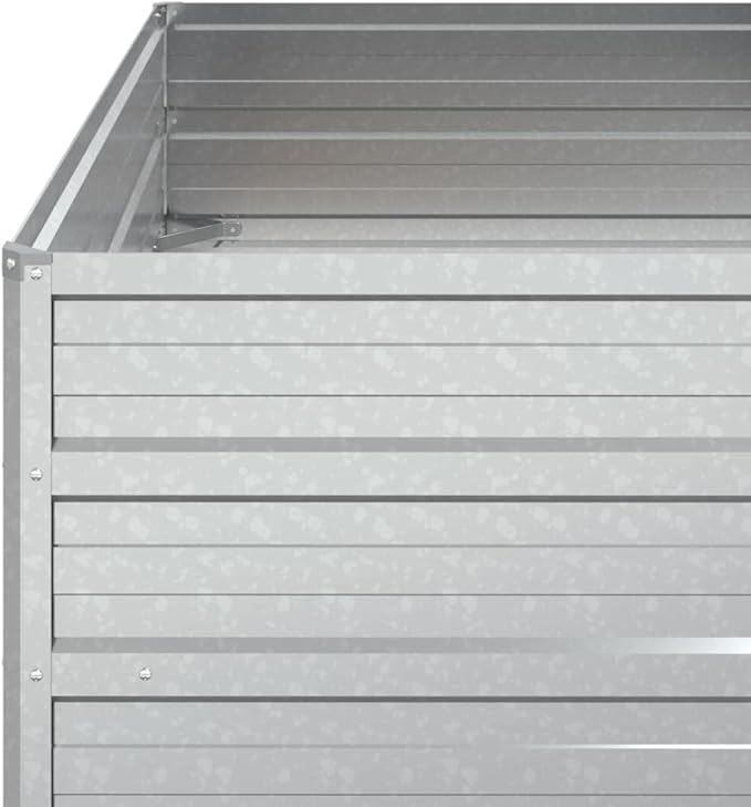 Garden Raised Planter Raised bedsGalvanized PlanterFlower BedTroughMetal PlanterRaised Garden BedBed 39.4x39.4x17.7 Galvanized Steel Silver
