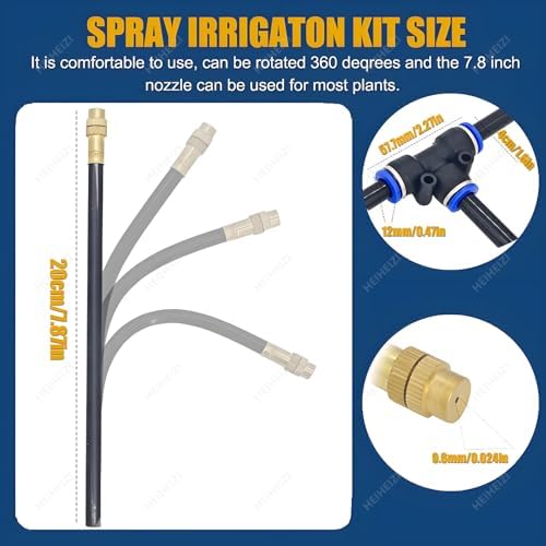 Quick Connector Drip Irrigation Kit - 20m Automatic System with 360° Adjustable Copper Nozzle &amp Atomizing Droppers for Efficient Garden Watering &amp Factory Cooling