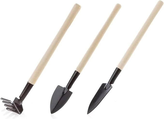 Garden ToolsGarden Trowel 3pcs/Set Gardening Tools Wood Handle Stainless Steel Potted Plants Shovel Rake Spade for Flowers Potted Plant Seed Disseminators
