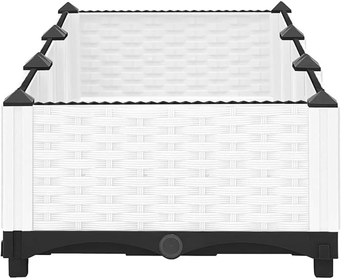 vidaXL Raised Bed Growing Box Container Outdoor Flower Plant Pot Garden Bed Planter for Vegetables Flowers Herbs 120x40x23 cm Polypropylene White