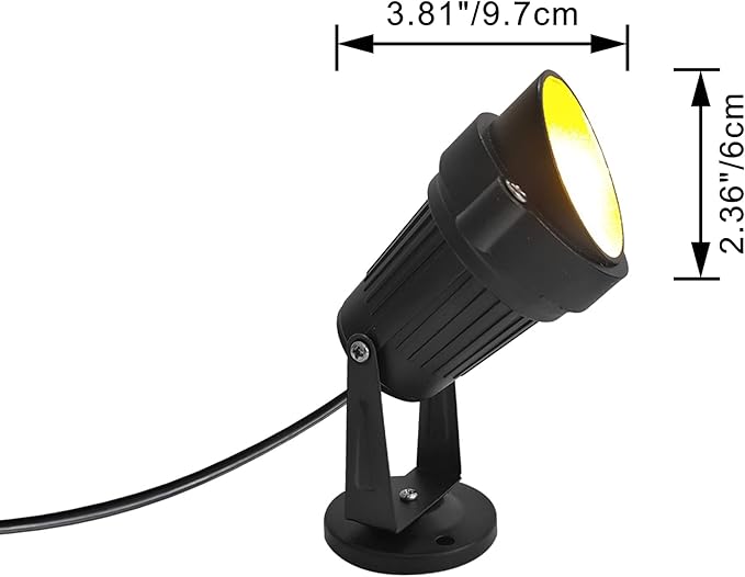 Kiven IP65 Waterproof LED Landscape Up Down Ligh LED Decorative Spotlight Lamp with Plug-in Cord and Timer for Indoor Outdoor Yard Step Statue LED Lawn Light - Black(5W Warm White)