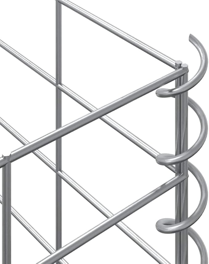 Extra Tall Silver Gabion Raised Bed 11.8 x 11.8 x 59.1 in Iron Planter Kit Outdoor Privacy Garden Fence Panel Alternative Modern Industrial Cubic Design for Balcony Yard Patio