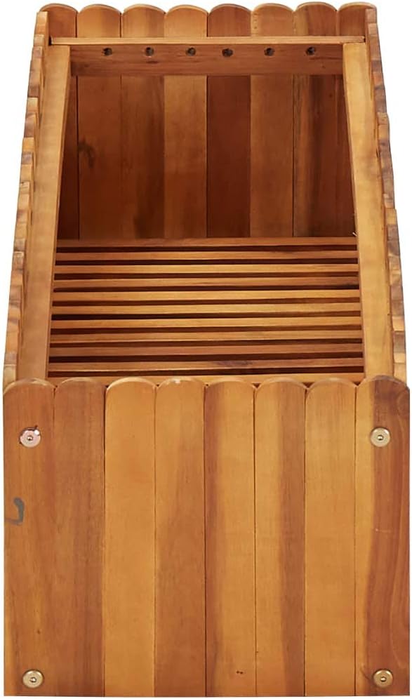 Wooden Raised Garden Planter Bed Solid Acacia Wood Slatted Design Patio Flower Plant Vegetable Bed Lawn Backyard Outdoor Patio DIY Decor 39.3x11.8x9.8