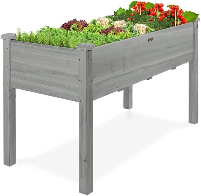 34x 30x 18Raised Garden Bed with Leg &amp Hooks for Outdoor Growing Vegetables and Herbs Elevated Wood Planter Box Stand Planter Raised Bed with Non-Woven Liner for Backyard PatioNatural