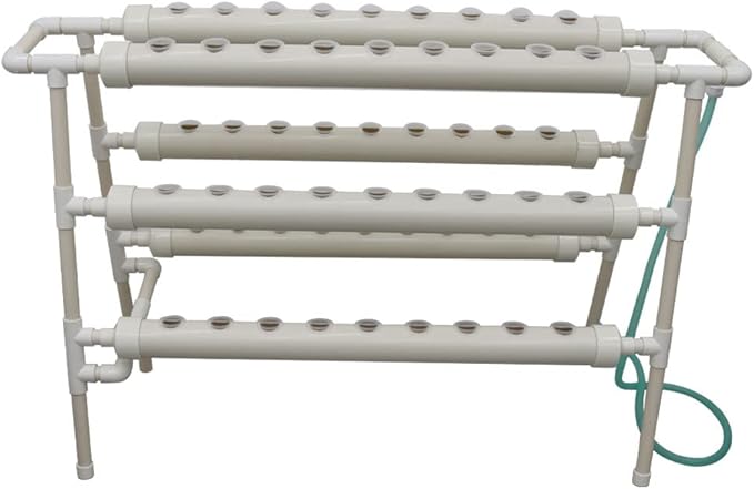 Hydroponics Growing System 54 Plant Sites 3 Layer 2 Rows Food-Grade PVC-U Pipes Hydroponic Grow Kit for Leafy Vegetables with 110V Water Pump