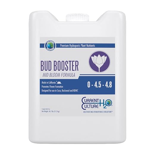 Bud Booster - Pure Liquid Fertilizers | Crystal Clear Blends | Consistently pH Stable | Developed for Hydroponic Applications - 5 Gallon Size