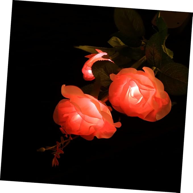 Head Solar Led Rose Light Garden Decorative Outdoor Spotlight for Flowers Solar-Powered Landscape Lamp Auto Off for Wedding