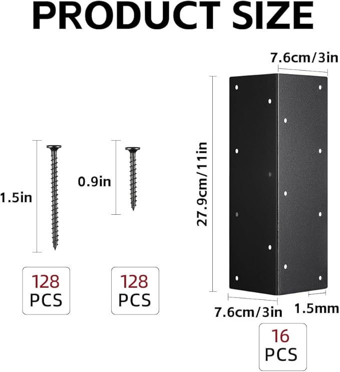 16 Pieces Raised Garden Bed Corner Brackets 11'' x 3'' x 3'' Metal Garden Corner Bracket Decorative L Bracket Heavy Duty Corner Brace for Furniture Flower Vegetable Planter