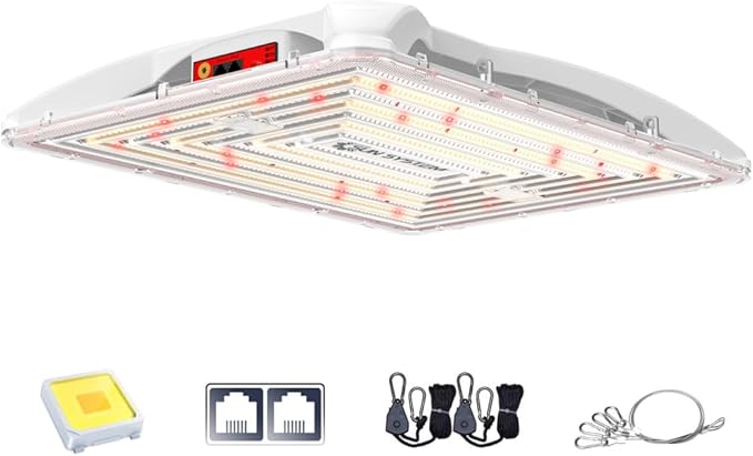 Sun System HelioGrow 200W LED Grow Light for Indoor Plants - 200 Watt High Efficiency Full Spectrum Dimmable Diodes Daisy Chain up to 512 Units 2 Year Warranty Mounting Hardware Included