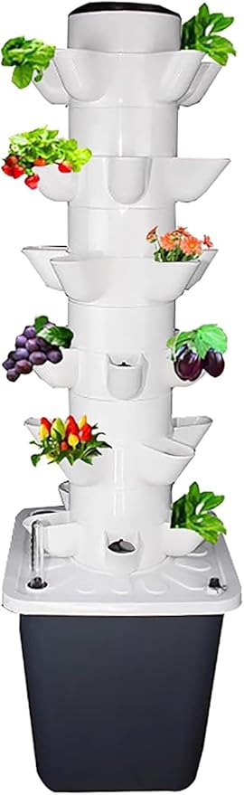 30-Plants Hydroponic Growing System KitSmart Indoor Vertical Tower Garden System Kit6 Layers Garden Planter Vegetable Tower with Pump for Herbs Fruits and Vegetables