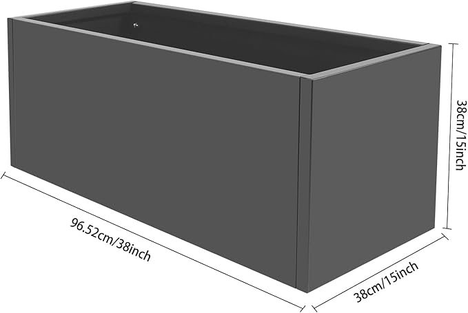 Metal Tall Rectangular Planter 38“ L x 15” W x 15 H Rectangular Steel Raised Garden Bed Tall Resin Garden Pot Outdoor Planters Box Large Planter Box for Outdoor Patio/Porch