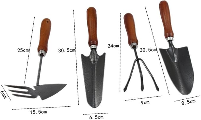 4pcs Mini Garden Tool Set Thickened Iron Spades with Handles Planting Shovels for Transplanting Cultivating and Weeding Lightweight Gardening Tools for Garden Lovers