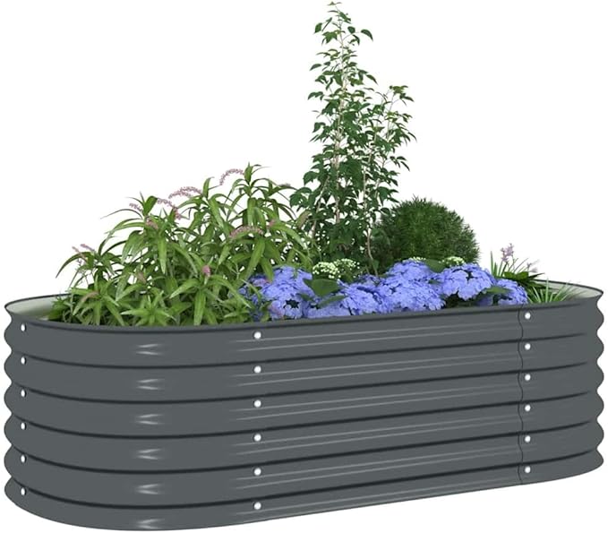 Garden Raised Bed 63x31.5x17.3 Large Galvanized Steel Metal Planter Box for Outdoor Gardening Flower and Vegetable Planting Gray Beds