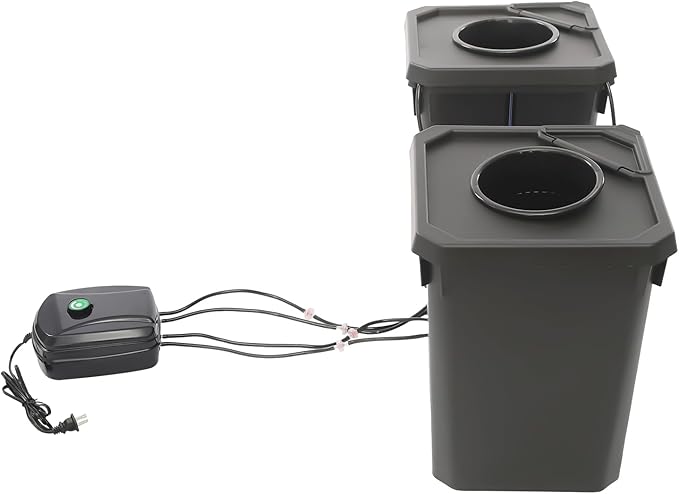 Hydroponics Growing System with Top Drip Kit 5 Gallon Deep Water Culture Bucket System with 12W Air Pump Recirculating Drip Garden System for Growing Plants Flowers Vegetables Fruits