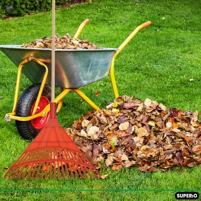 Superio Kids &amp Adult Rakes with Hardwood Handle Durable Plastic Head to Sweep Leaves in Lawn and Tidying Up The Garden Kid Size 34 Adult Size 61