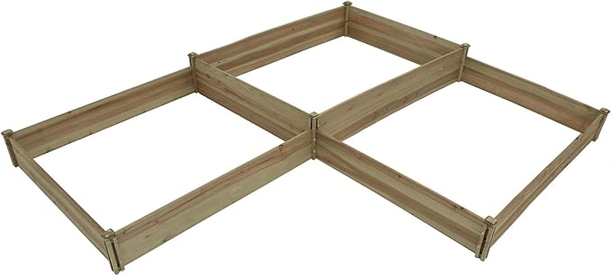 LuxenHome Wood 3 Section Raised Garden Bed 110 L-Shape Raised Garden Bed Fir Wood Planting Bed Solid Wood for Vegetable Flower Herbfor Outdoor Lawn Yard Patio Use