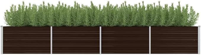 Garden Raised BedVegetable Trellis Large Planter Box for Growing Flowers Porch and Fruits Herbs Decks Patios Brown 126X31.5X17.7 Galvanized Steel