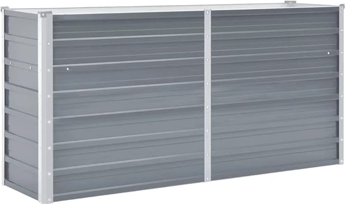 Galvanized Steel Garden Raised Bed Kit Outdoor Planter Raised Garden Boxes Metal Raised Garden Beds for Vegetables Herbs Flowers 63x15.7x31.3 Gray-1152