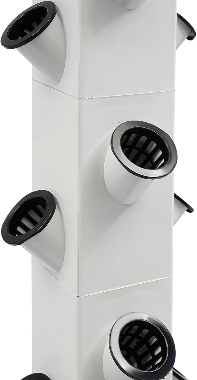 56-Plant Hydroponic Growing Tower with Timer 4-Tier Vertical Garden System with 110V Water Pump &amp Wheels Space-Saving Indoor Grow Shelf for Herb/Vegetable Planter