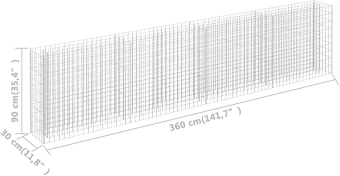 Gabion Raised Bed Galvanized SteelRaised Beds Raised Garden Boxes Planter Boxes Outdoor Outdoors for VegetablesFlowersHerbs 141.7x11.8x35.4