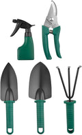 Garden Tool Set with Shovel Rake Pruners 5pcs Portable Gardening Kit for Planting and Outdoor Soil Digging with Carrying Case