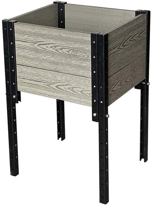 Everbloom Modular Elevated Wood Plastic Composite Planter Box in Gray 19 D x 17 W x 28 H –Architecturally Designed Premium Planter for Flowers Herbs &amp Veggies - Elevate Your Gardening Experie