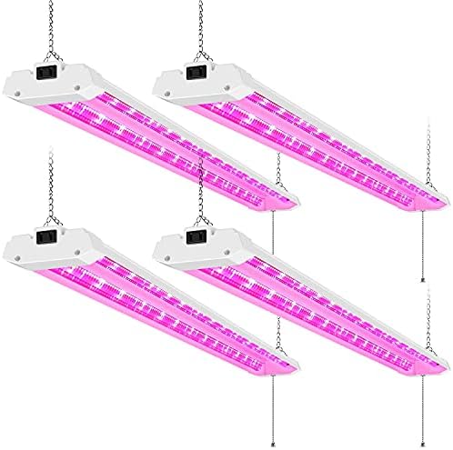 AntLux 4FT LED Grow Lights 50W Full Spectrum Integrated 4 Foot Growing Lamp Fixtures for Greenhouse Hydroponic Indoor Plant Seedling Veg and Flower Plug in on/Off Pull Chain Included 4 Pack