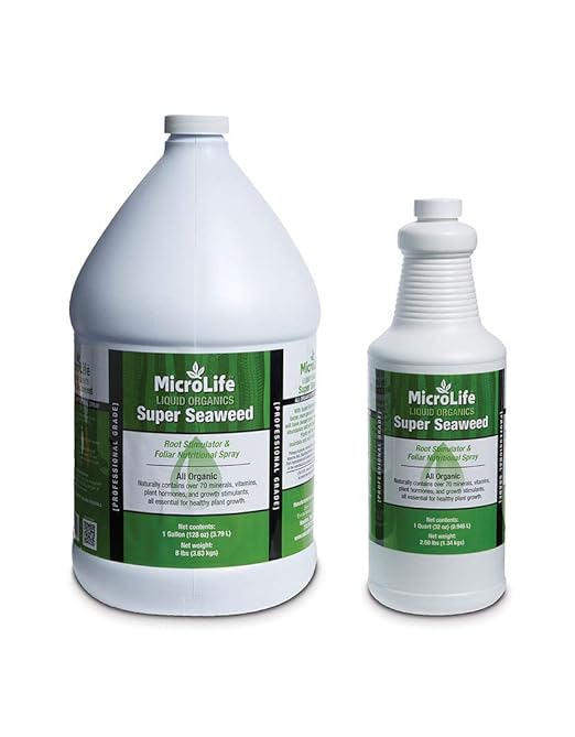 MicroLife Super Seaweed Professional Grade Organic Liquid Concentrate Root Stimulator &amp Foliar Nutritional Spray for All Plants 1 Gallon