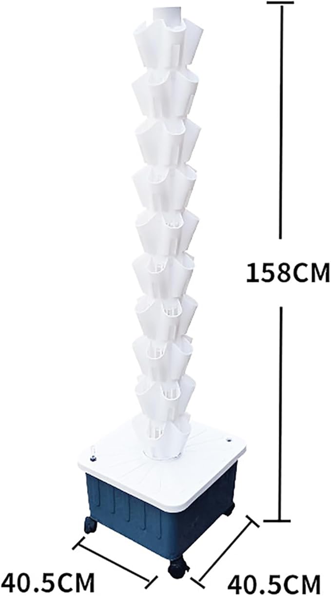 Hydroponics TowerHydroponic Tower Growing Sytemwith Water Pump Nest Basket Sponge and Movable Water TankSuitable for Rooftops Balconies and Greenhouses