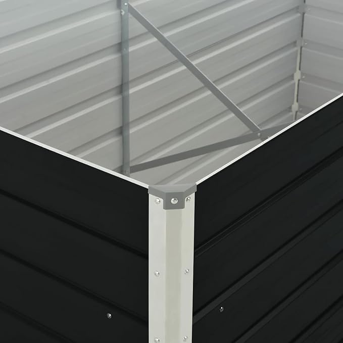 Raised Garden Bed Galvanized Steel Planter Box 63.0 x 31.5 x 17.7 in for Outdoor Gardening Vegetables Herbs and Flowers