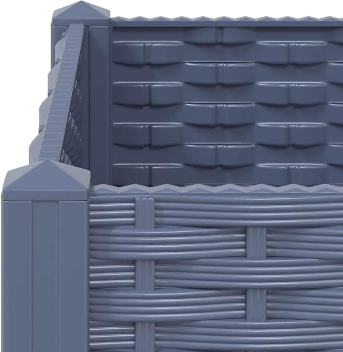 Blue Grey Rectangular Raised Garden Bed 31.5x15.7x15 in Matte Polypropylene Planter Box for Balcony &amp Patio Outdoor Raised Beds for Vegetables Herbs &amp Flowers Easy Assembly