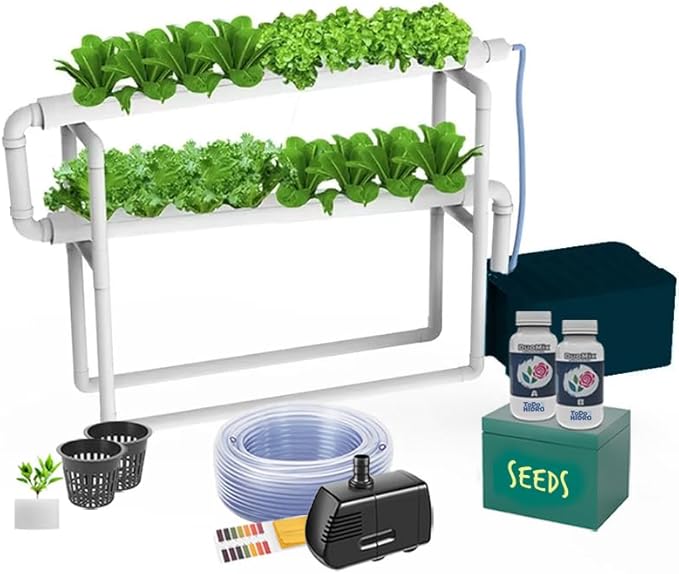 Hydroponic Kit N7 NFT System for 16 Plants Complete Indoor Garden with Nutrients Seeds &amp Accessories