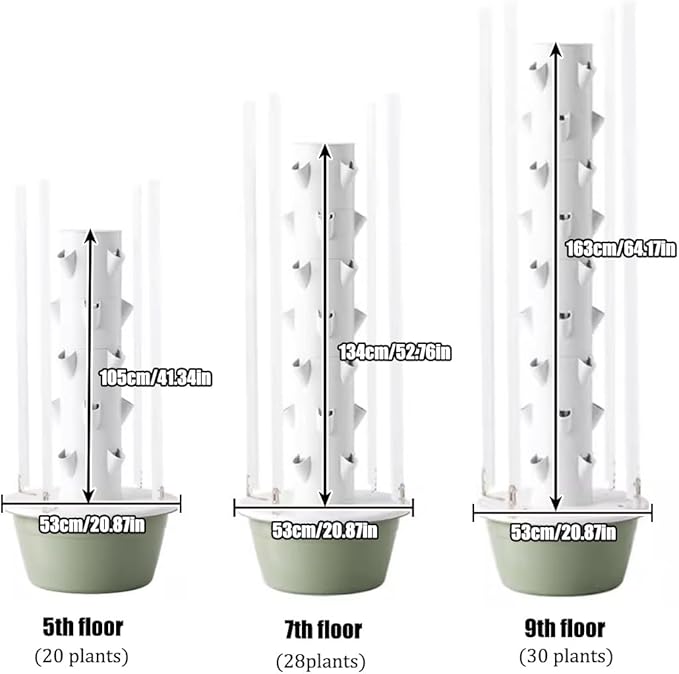 Hydroponics Tower with LED Grow Light - Vertical Hydroponic Garden with Pump for Growing Herbs Fruits and Vegetables Indoor Hydroponic System Space-Saving Design