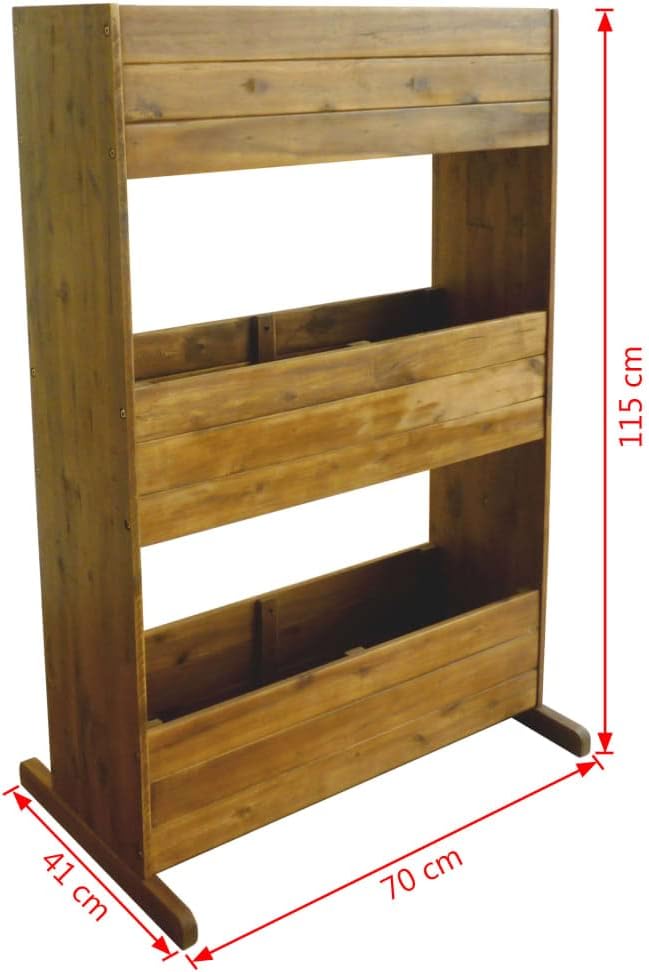 3-Tier Garden Raised Bed Outdoor Garden Planter for Vegetables Flowers Herbs Solid Acacia Wood