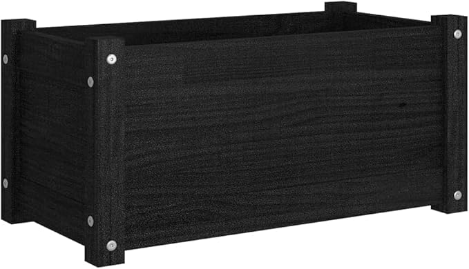 Wooden Garden Planter Box Raised Garden Bed Indoor Outdoor Planter Outdoor Wood Raised Garden Bed for Vegetables Flowers Herbs Black 23.6x12.2x12.2 Solid Wood Pine-427