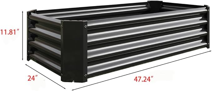 Outdoor Metal Raised Garden Bed Rectangle Raised Planter 4×2×1ft for Flowers Plants Vegetables HerbSucculents (Black)