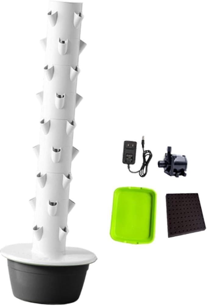 Hydroponic Tower Hydroponics Growing System Kit Accessories Gardening Pots Practical Vertical Planter for Strawberries Black L